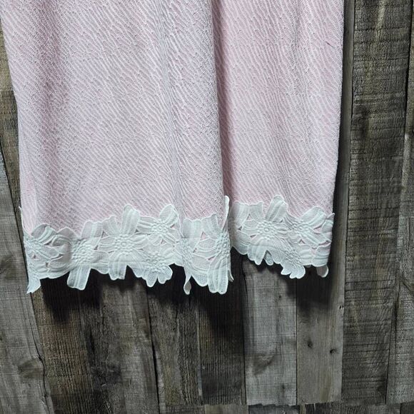 Ming Wang Floral Lace Hem Knit Sheath Dress Whisper Pink NWT $240 - Picture 3 of 8
